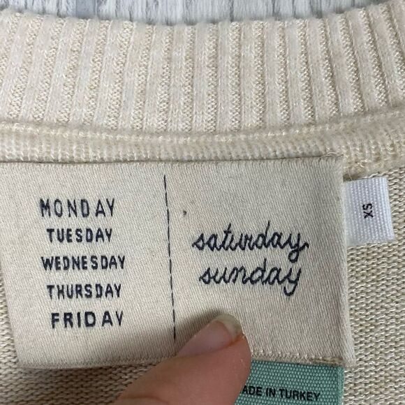 Saturday Sunday | Ivory Hacci Tunic V-Neck Sweater Size XSmall - Picture 9 of 11